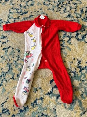 Vintage Dimi Kessler Baby Christmas footed pajamas size 19-24lbs